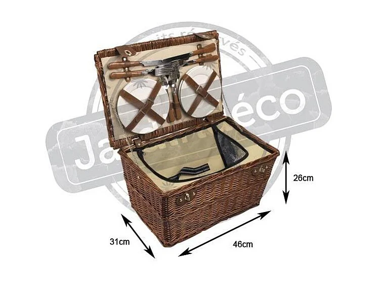 Panier pique-nique isotherme 4 couverts en osier