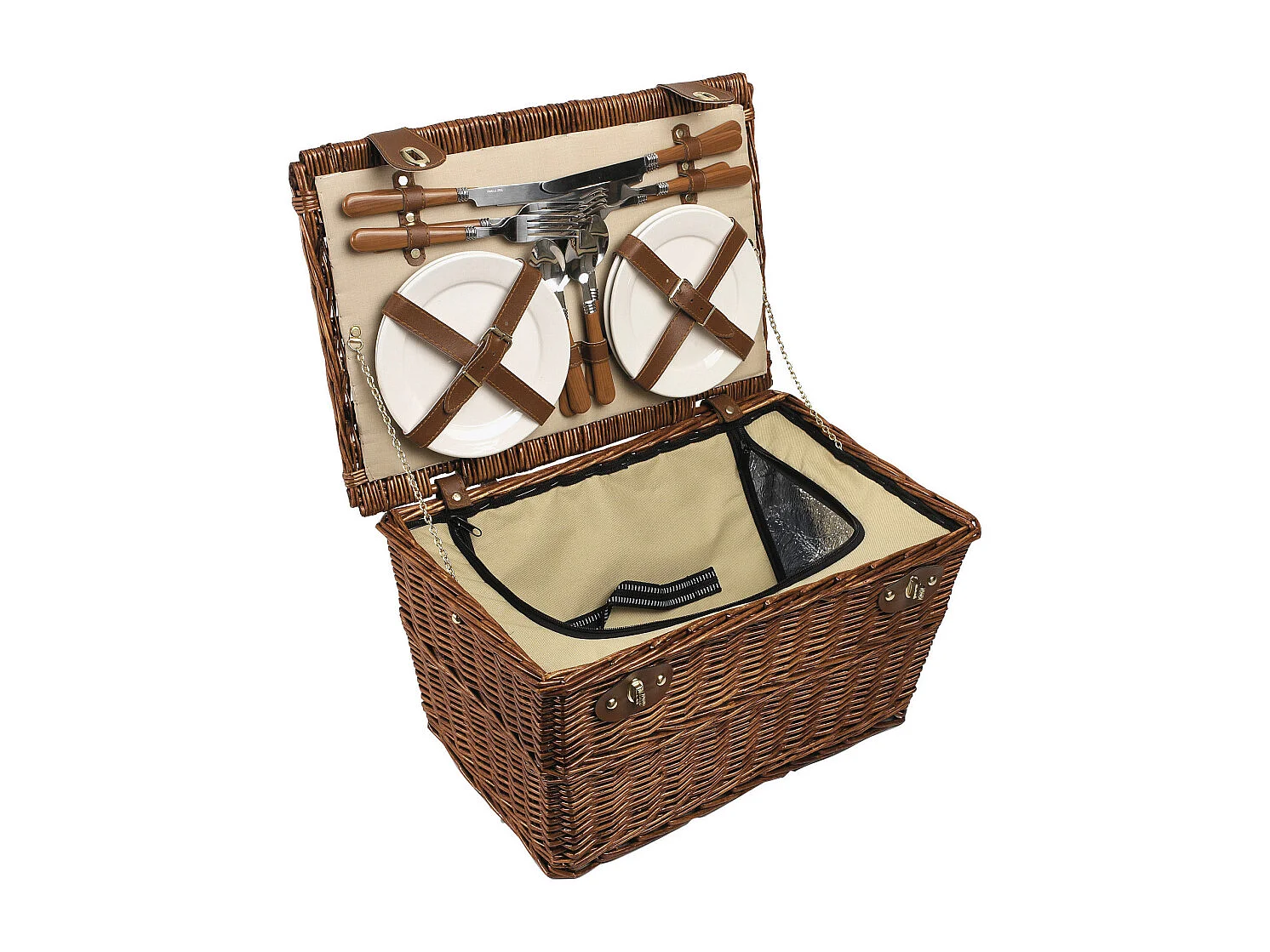 Panier pique-nique isotherme 4 couverts en osier