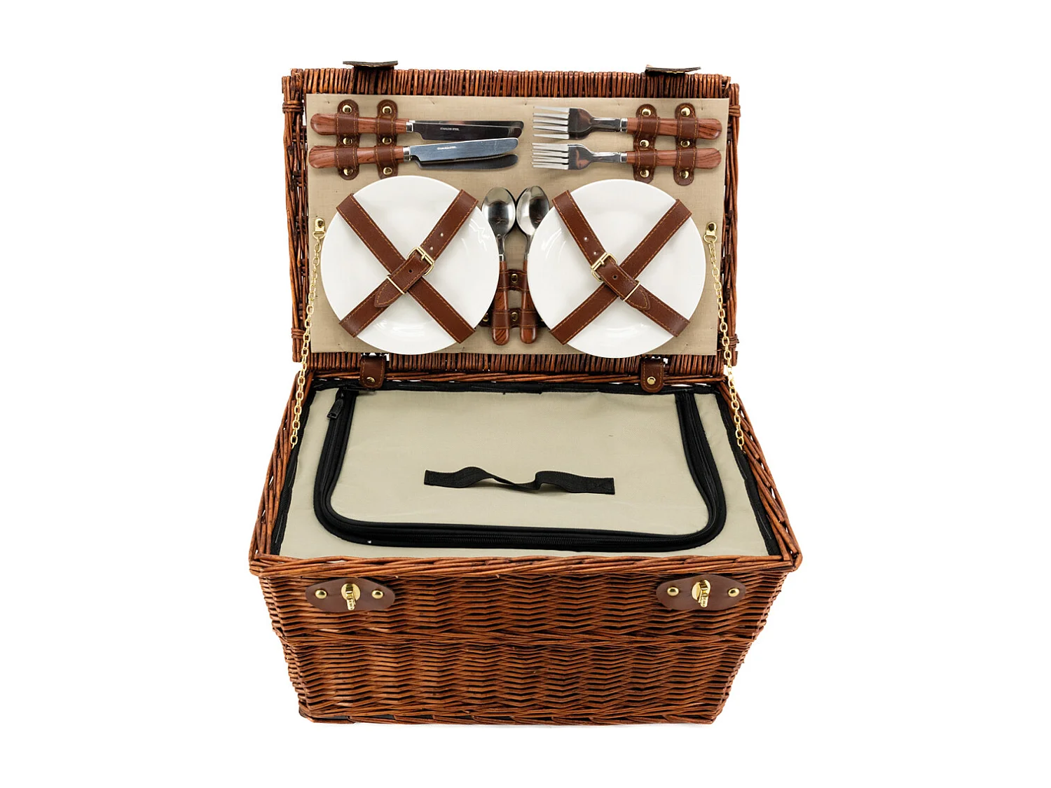 Panier pique-nique isotherme 4 couverts en osier