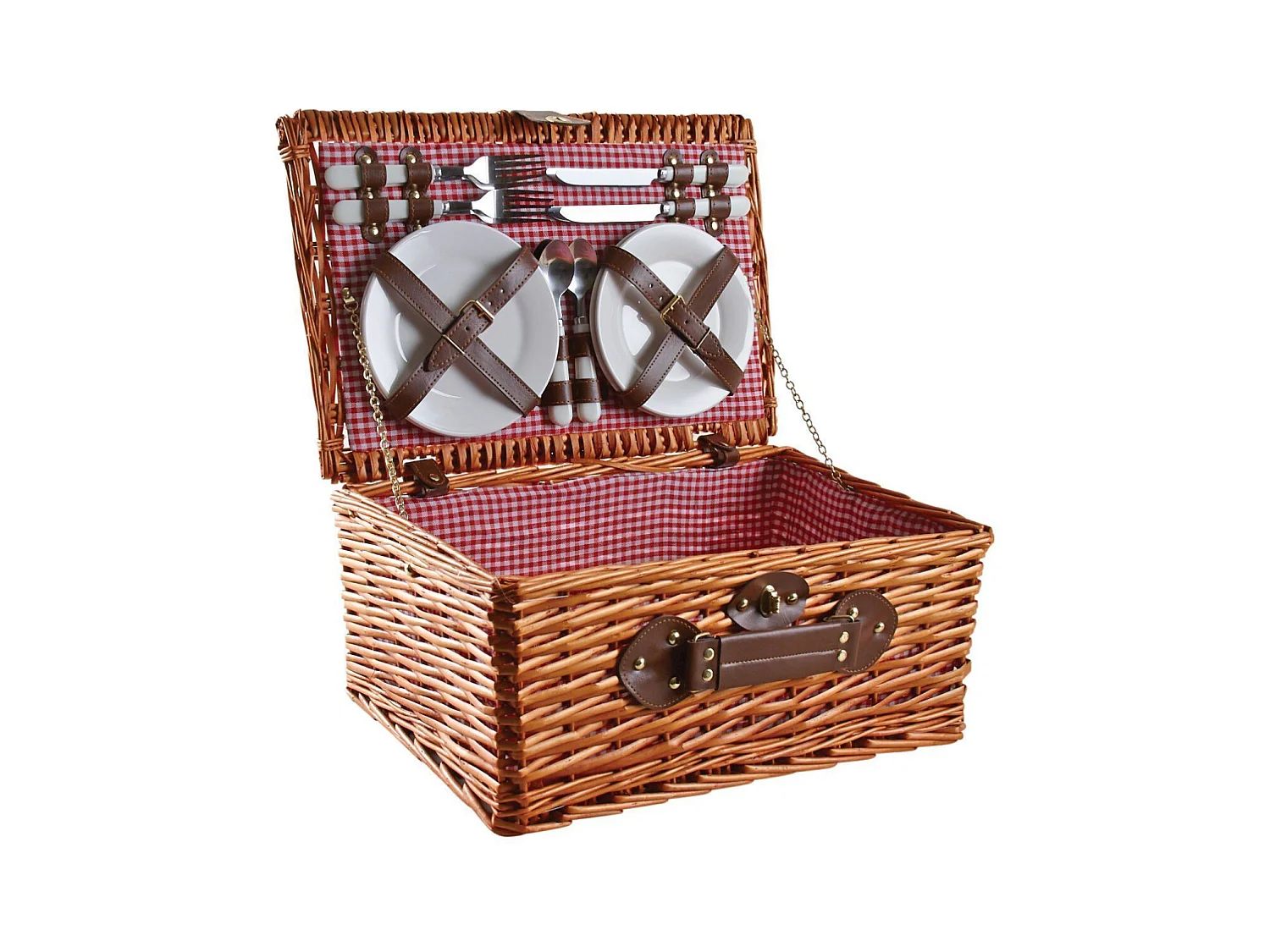 Valise pique-nique en osier teinté miel Campani