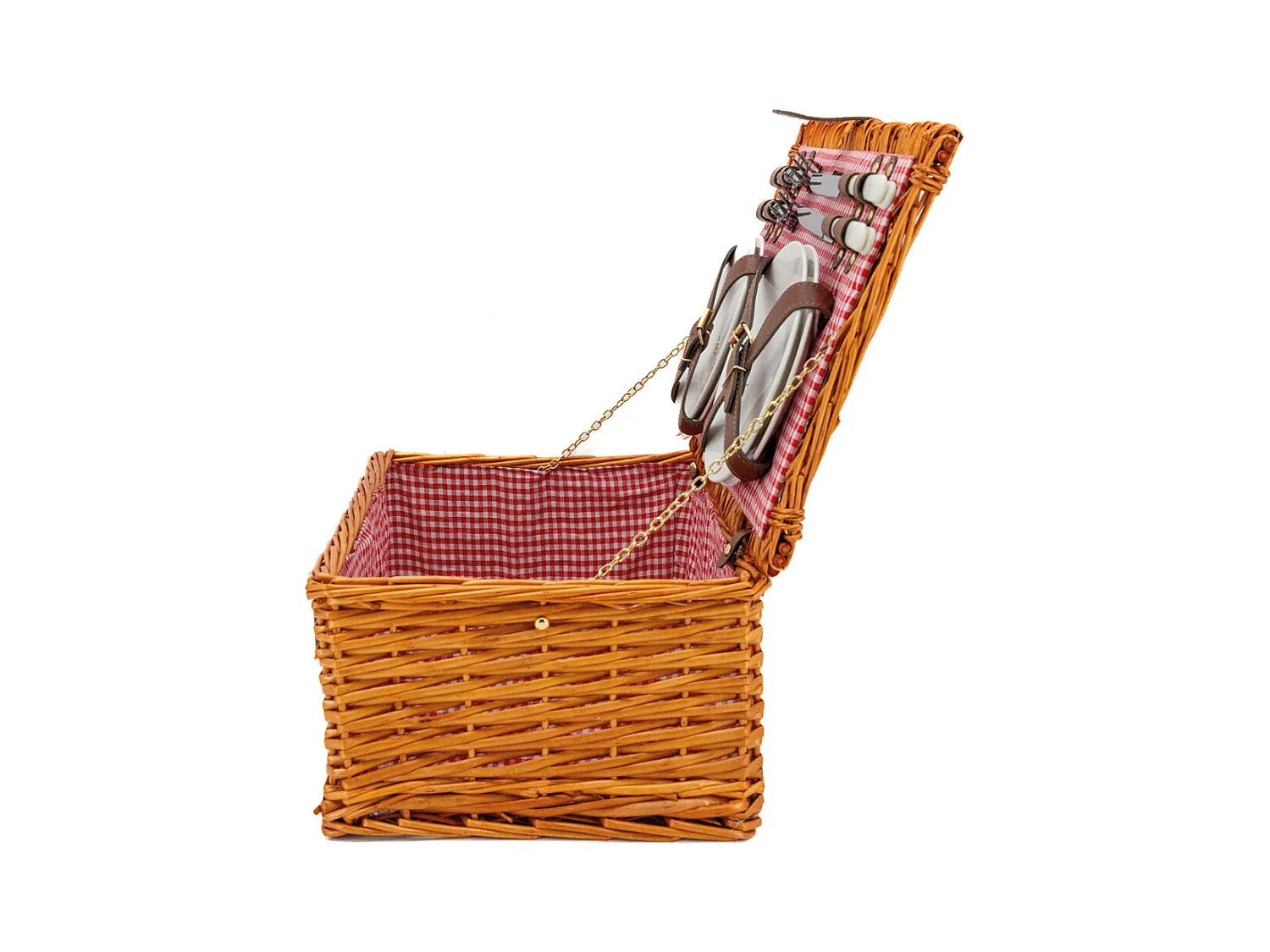 Valise pique-nique en osier teinté miel Campani