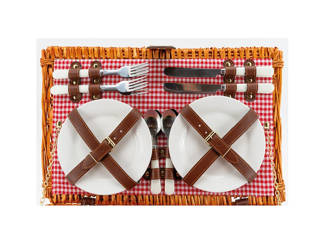 Valise pique-nique en osier teinté miel Campani