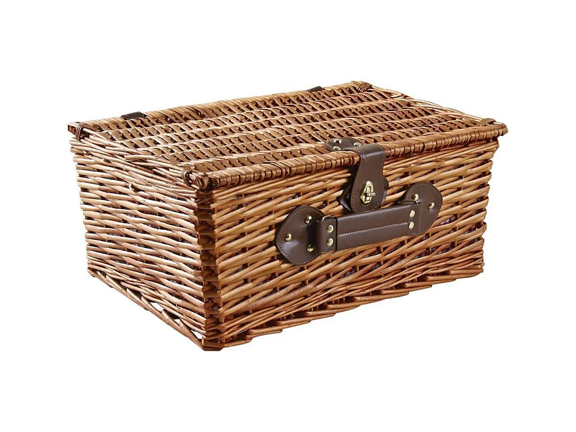Valise pique-nique en osier teinté miel Campani