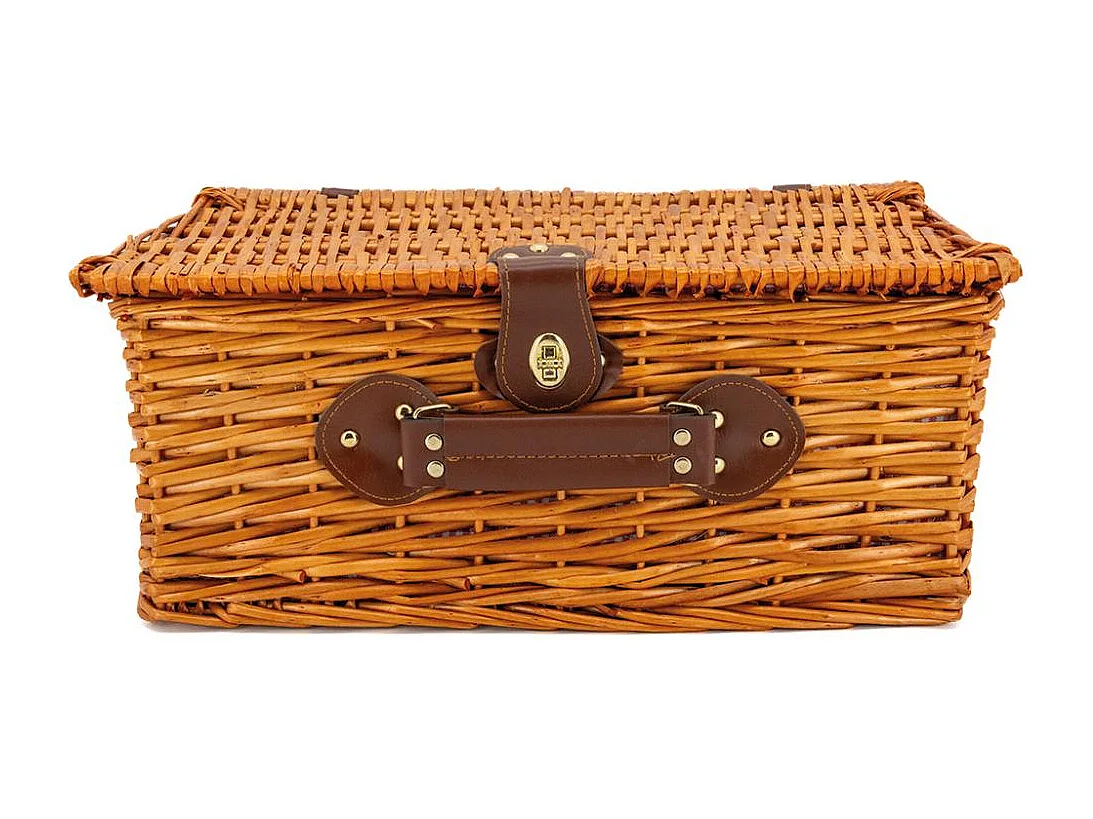 Valise pique-nique en osier teinté miel Campani