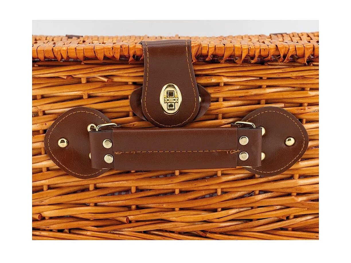 Valise pique-nique en osier teinté miel Campani