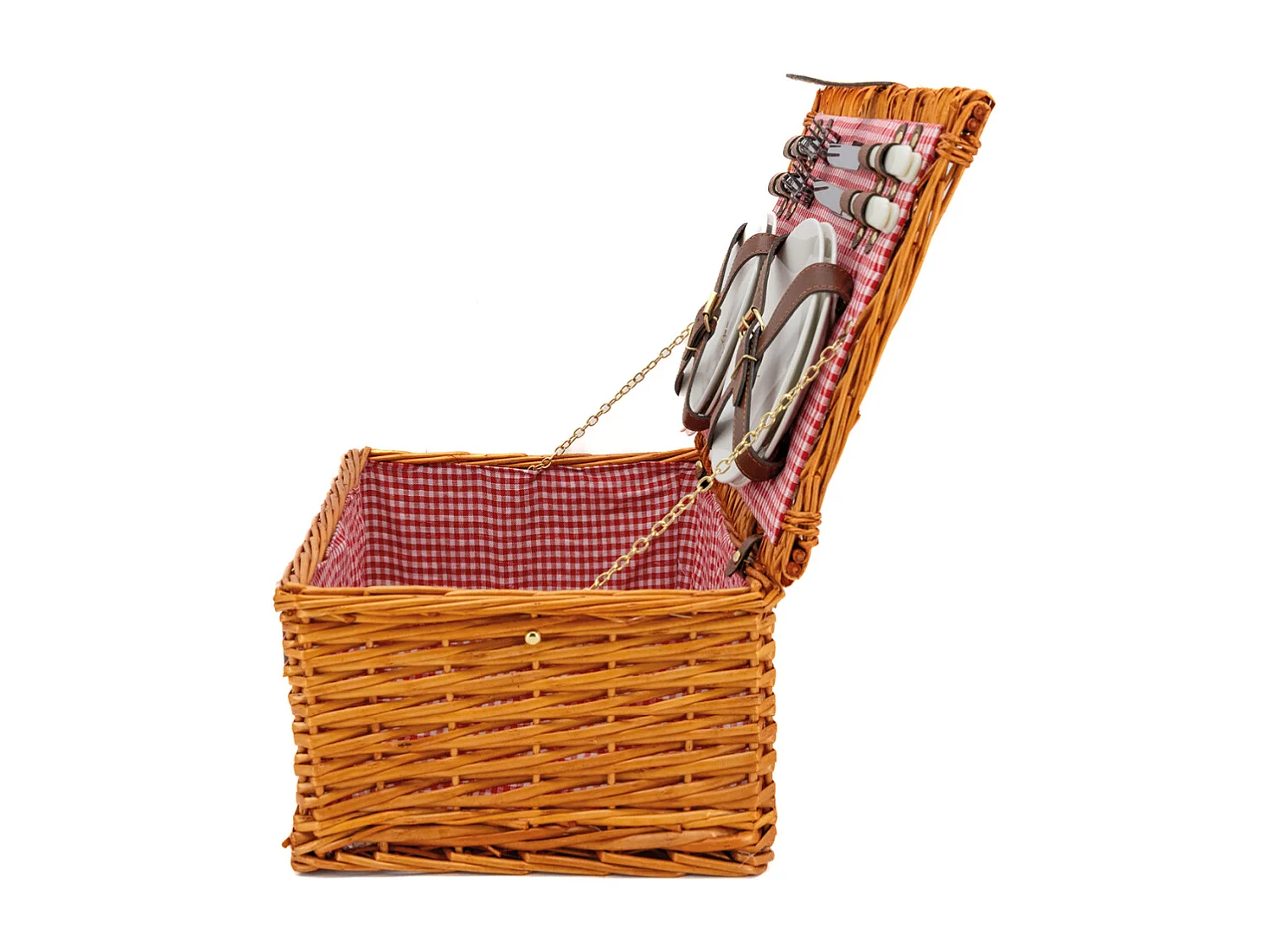 Valise pique-nique en osier teinté miel Campani