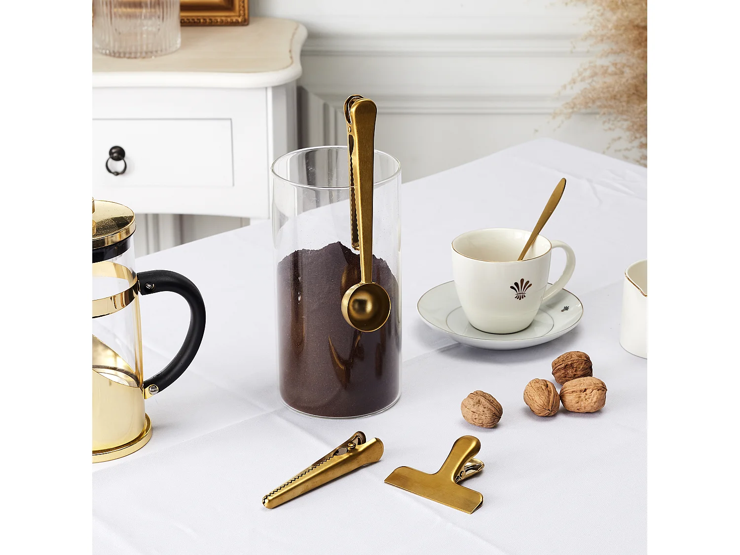 Set 3 Ustensiles A Cafe Dore Or