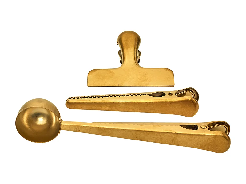 Set 3 Ustensiles A Cafe Dore Or