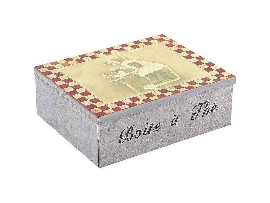 Boite à thé en métal 6 compartiments