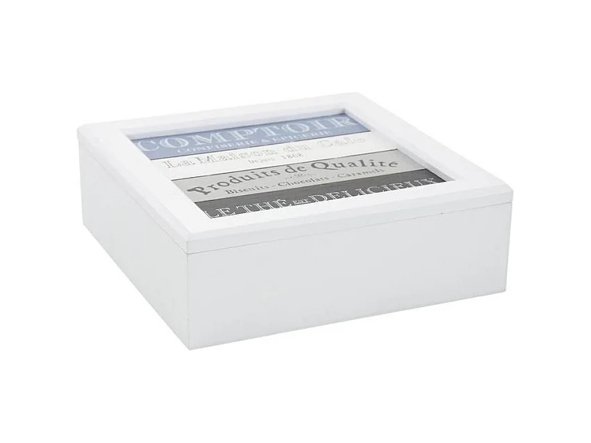Boite de thé en bois blanc