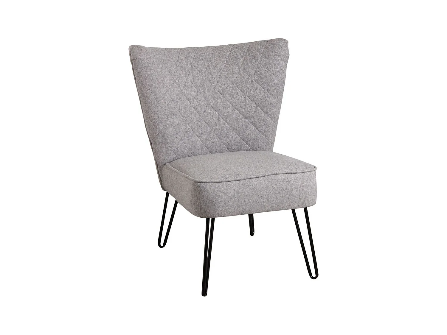 Fauteuil en polyester gris et métal Capiton