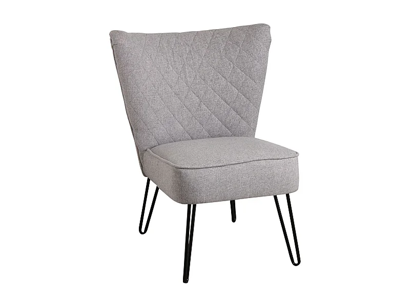 Fauteuil en polyester gris et métal Capiton