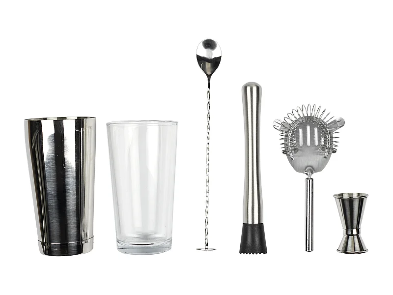 Set A Cocktail 5 Accessoires Et 50 Recettes Argent, Transparent