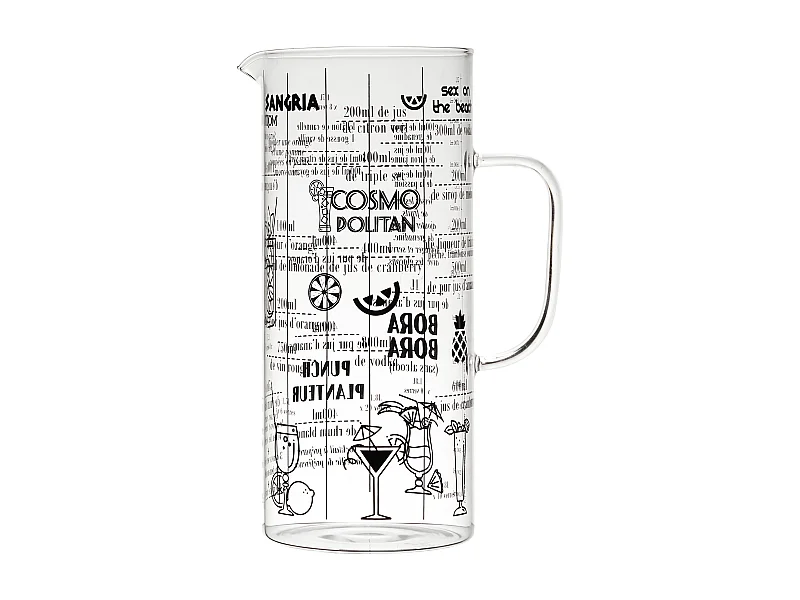 Pichet Avec Recette Cocktail 2l Transparent