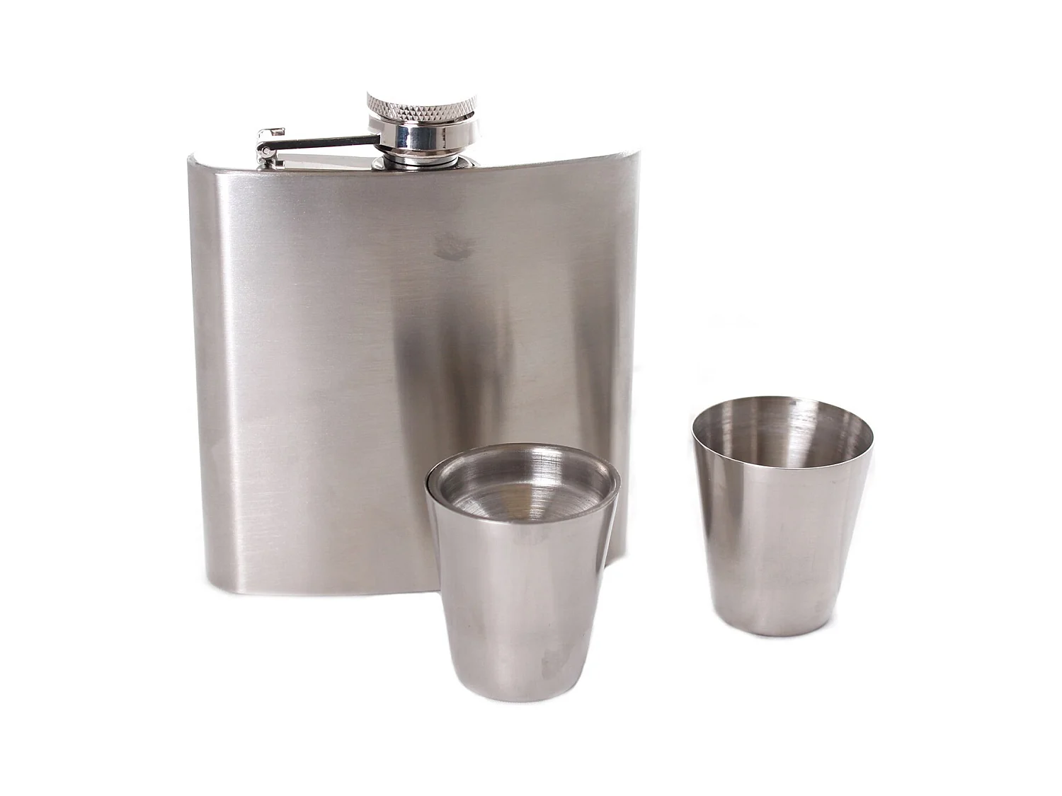 Flasque à whisky en inox avec 2 gobelets