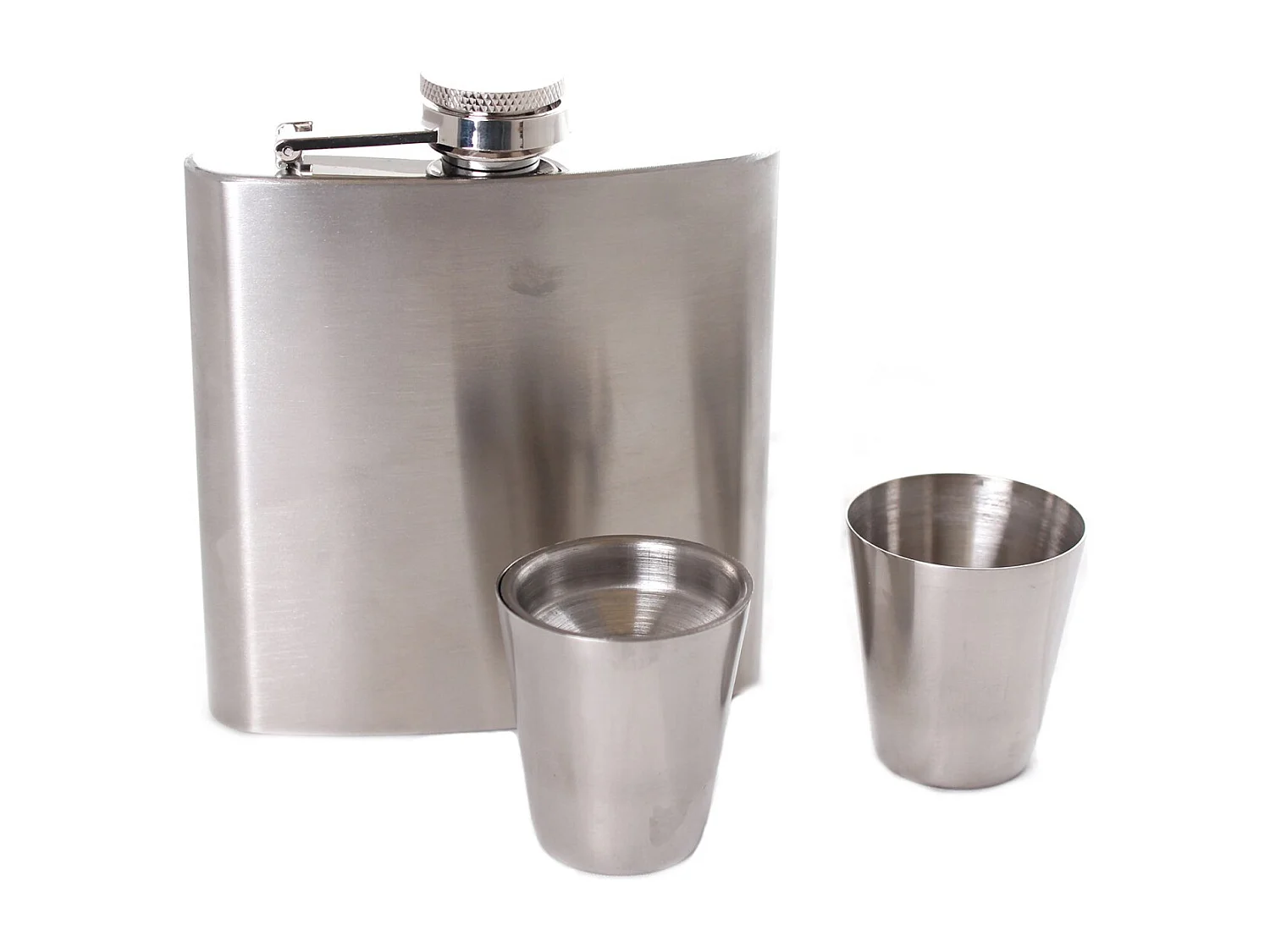 Petaca de whisky de acero inoxidable con 2 copas