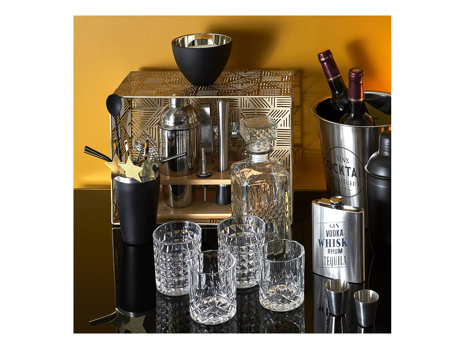 Coffret A Cocktail 4 Accessoires Noirs Noir