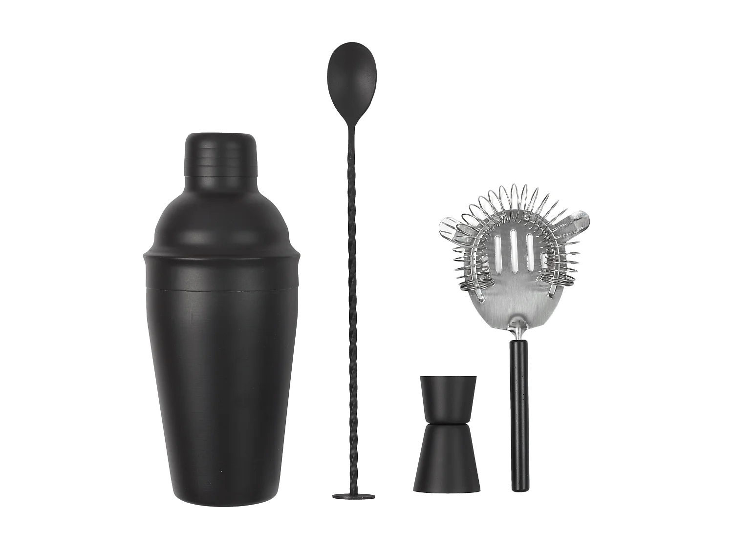 Cocktail-Set aus schwarzem Edelstahl (4-teilig)