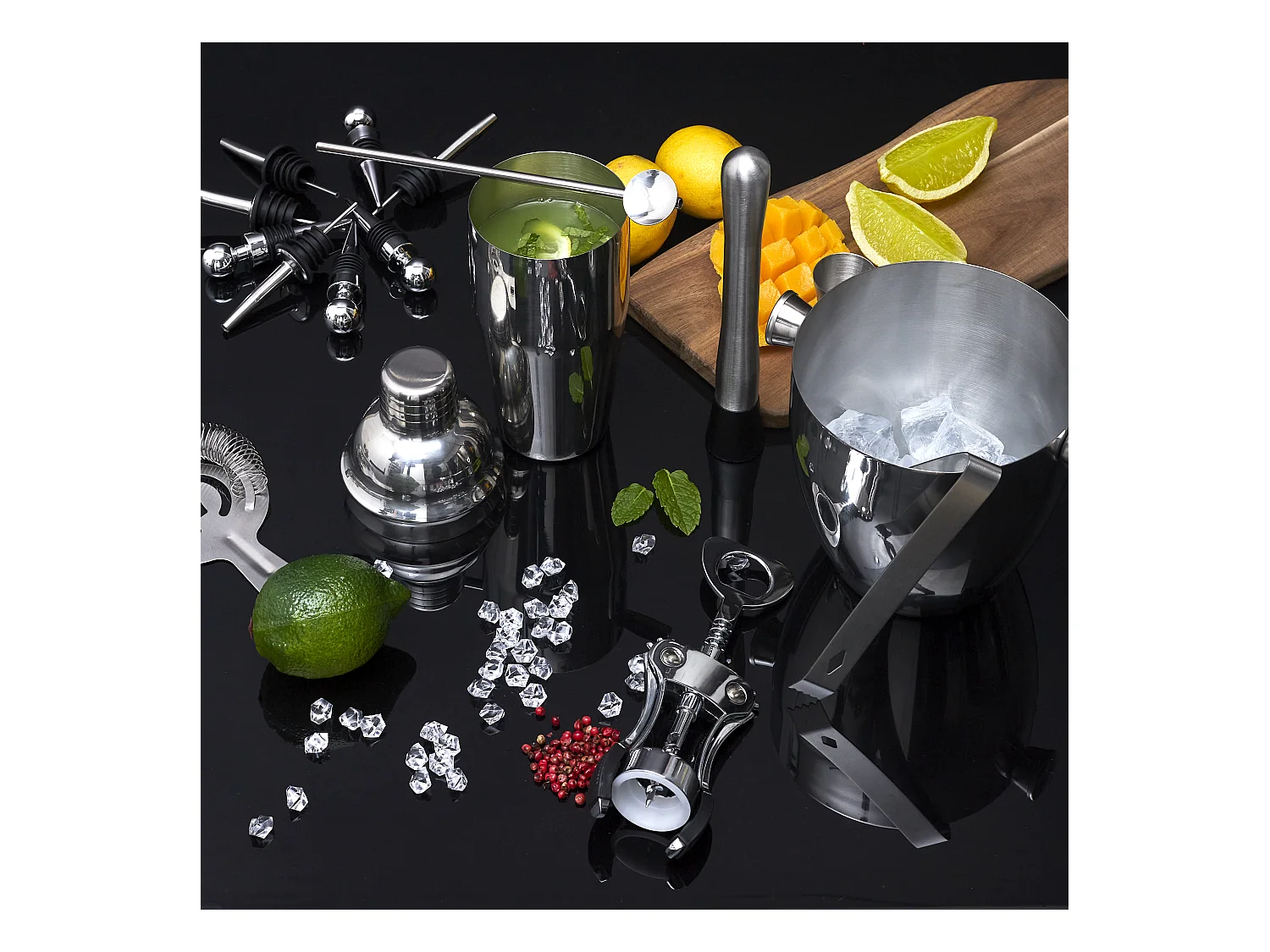 Set A Cocktail 16 Accessoires Argent