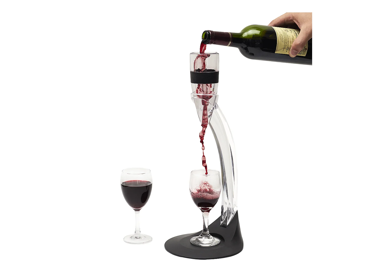 Aerateur De Vin Avec Support Noir, Argent