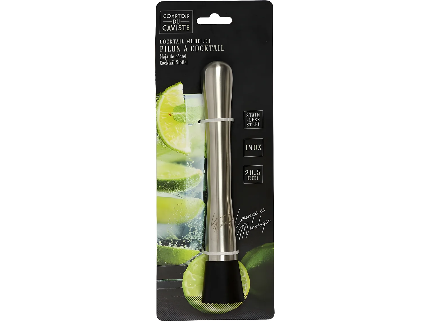 Machacador de cócteles de acero inoxidable de 20,5 cm