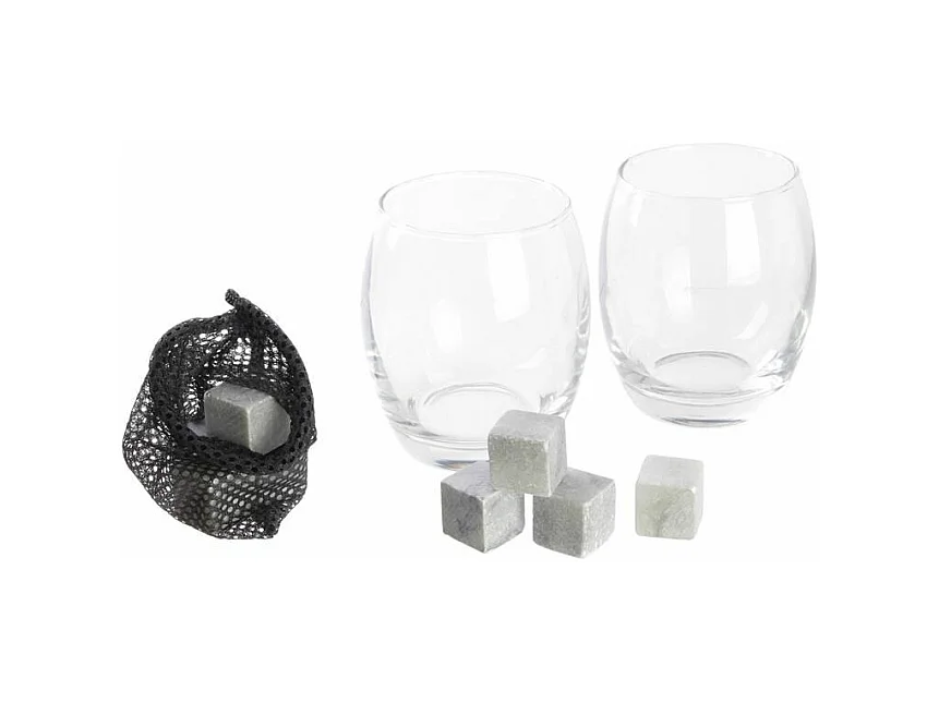 Coffret à Whisky "Verres & Pierres" 9cm Transparent