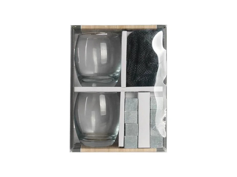 Coffret à Whisky "Verres & Pierres" 9cm Transparent