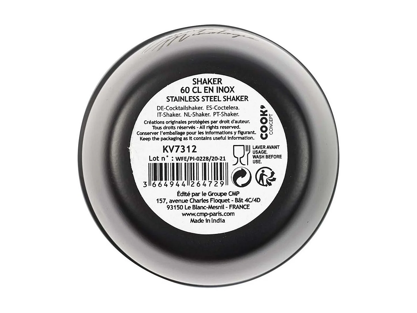 Shaker A Cocktail 62cl Noir