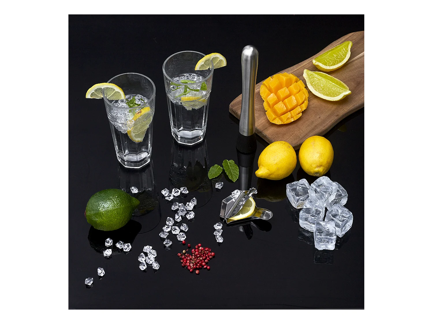 Set A Mojito 4 Accessoires Argent, Transparent