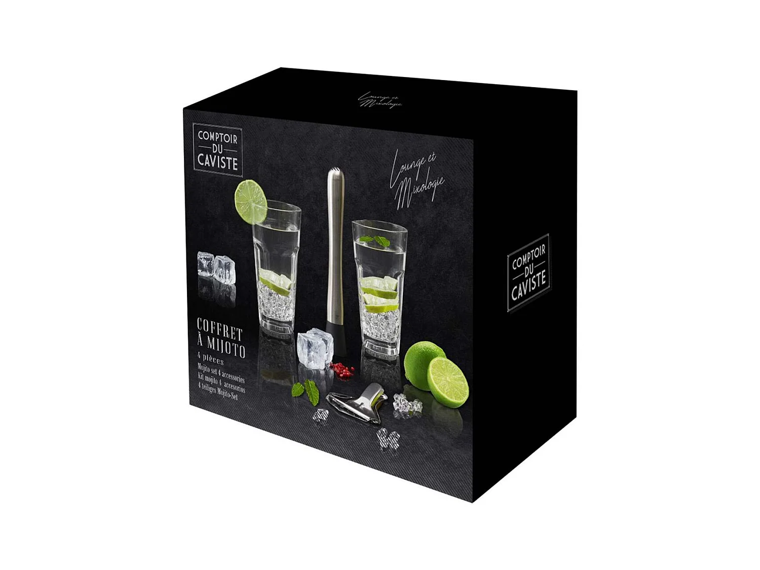 Set A Mojito 4 Accessoires Argent, Transparent