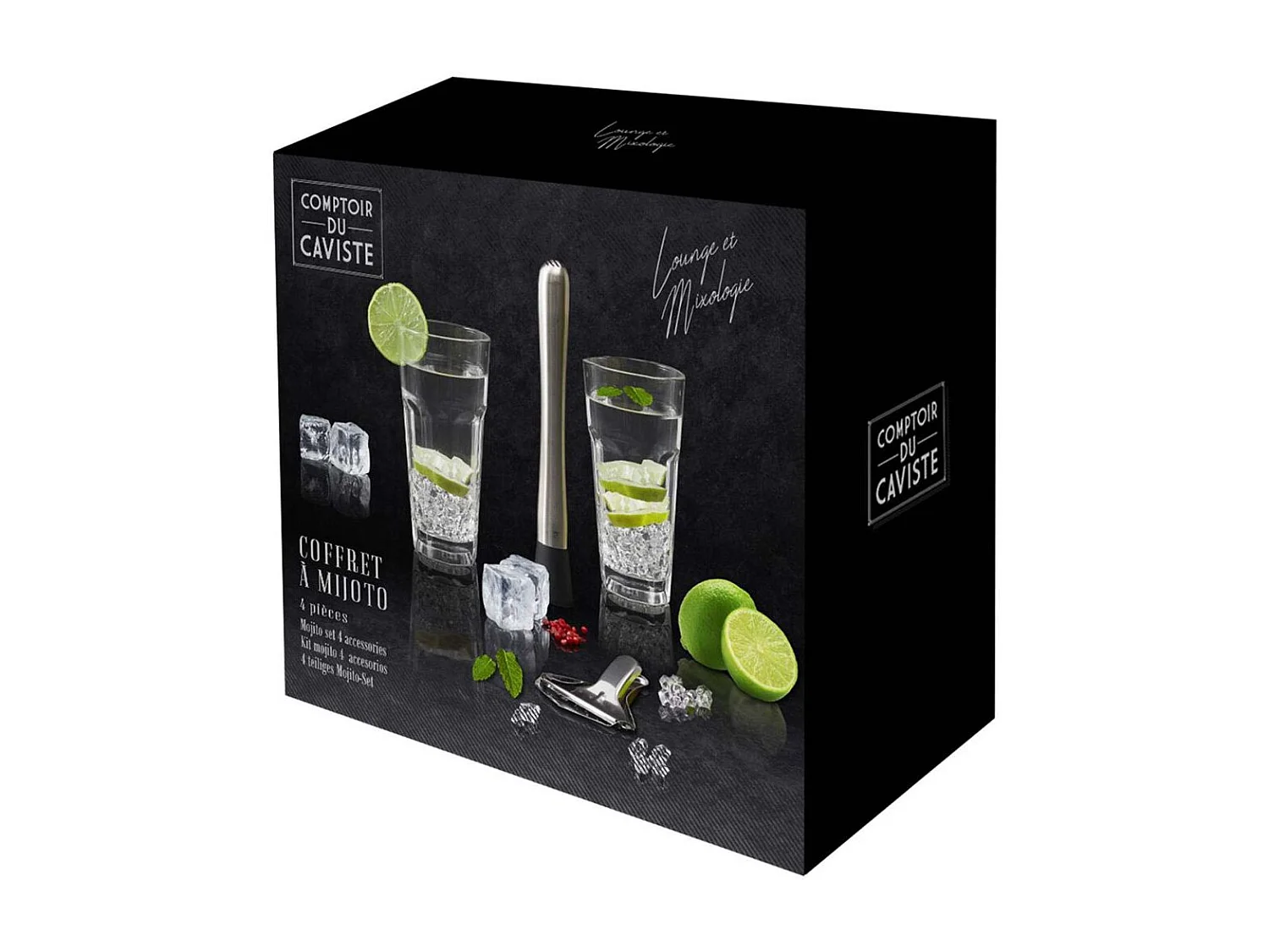 Set A Mojito 4 Accessoires Argent, Transparent