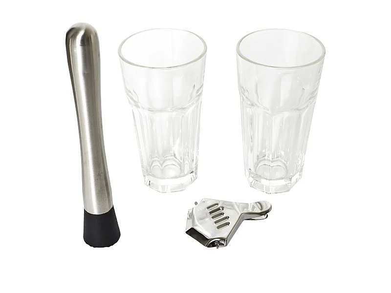 Set A Mojito 4 Accessoires Argent, Transparent