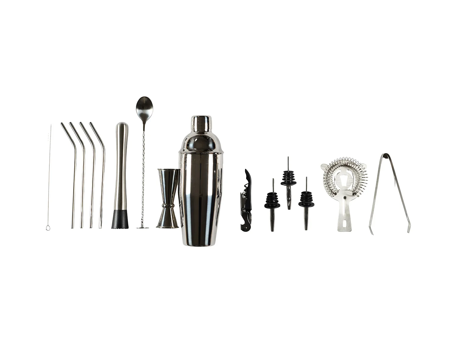 Set A Cocktail 15 Accessoires Marron, Argent, Transparent