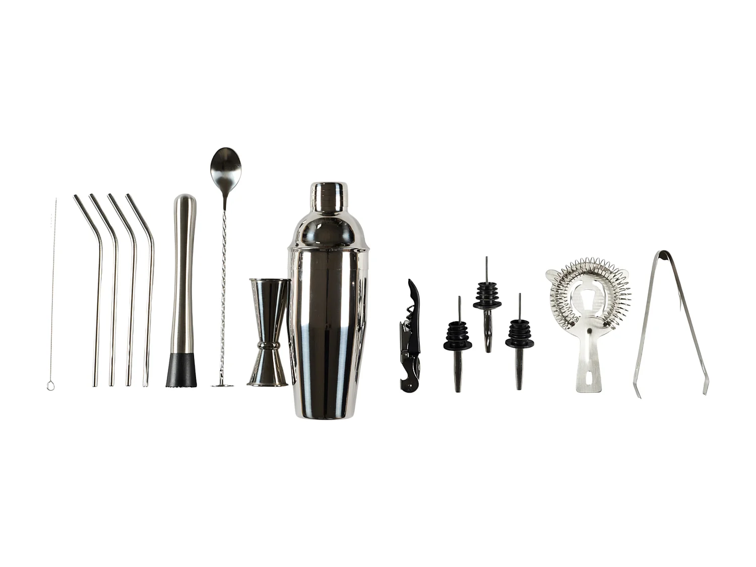 Set A Cocktail 15 Accessoires Marron, Argent, Transparent