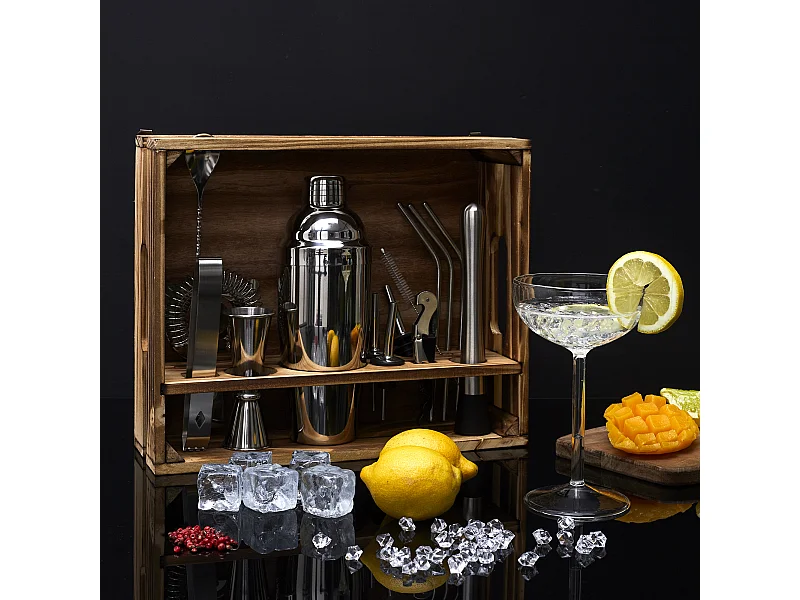 Set A Cocktail 15 Accessoires Marron, Argent, Transparent