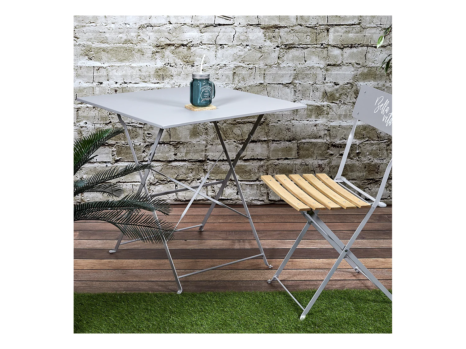 Table De Repas Pliante Palerme Taupe 70x70x71cm Gris