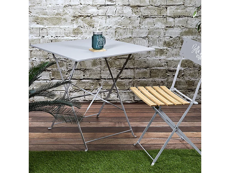 Table De Repas Pliante Palerme Taupe 70x70x71cm Gris