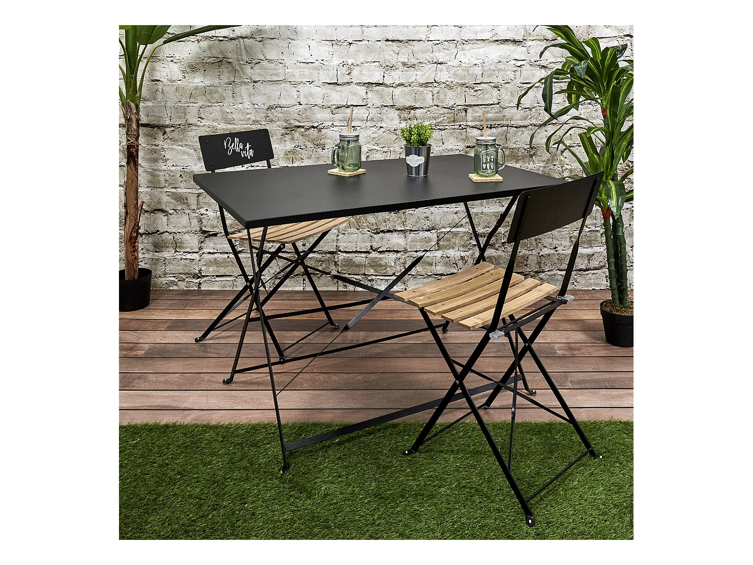 Table De Repas Pliante Palerme Noir 110x70x71cm Noir