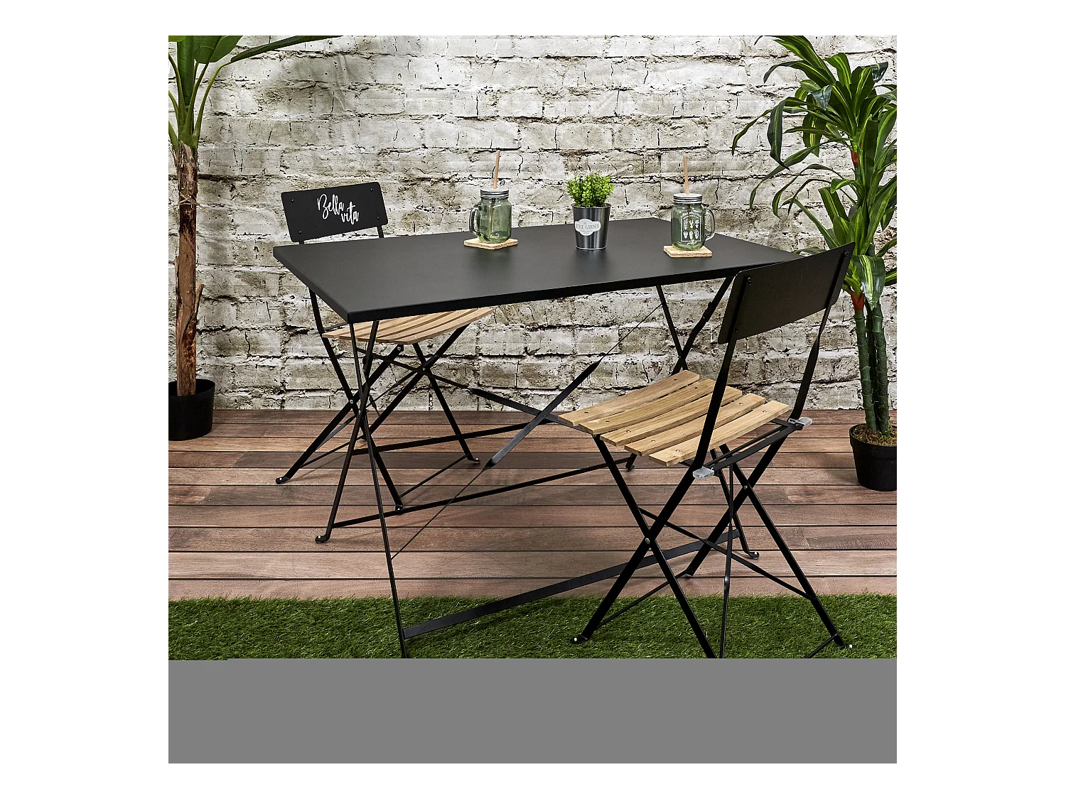 Table De Repas Pliante Palerme Noir 110x70x71cm Noir