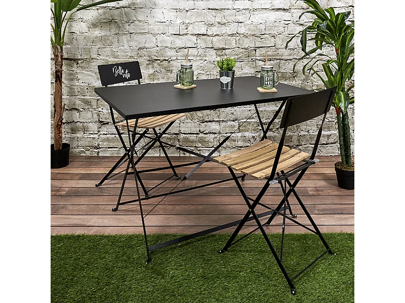 Table De Repas Pliante Palerme Noir 110x70x71cm Noir