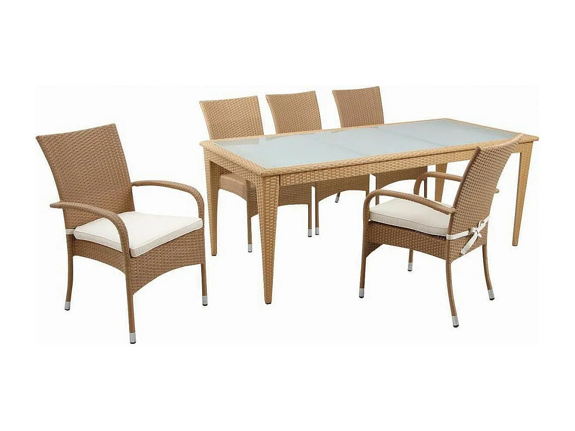 Table de jardin en polyrésine et verre