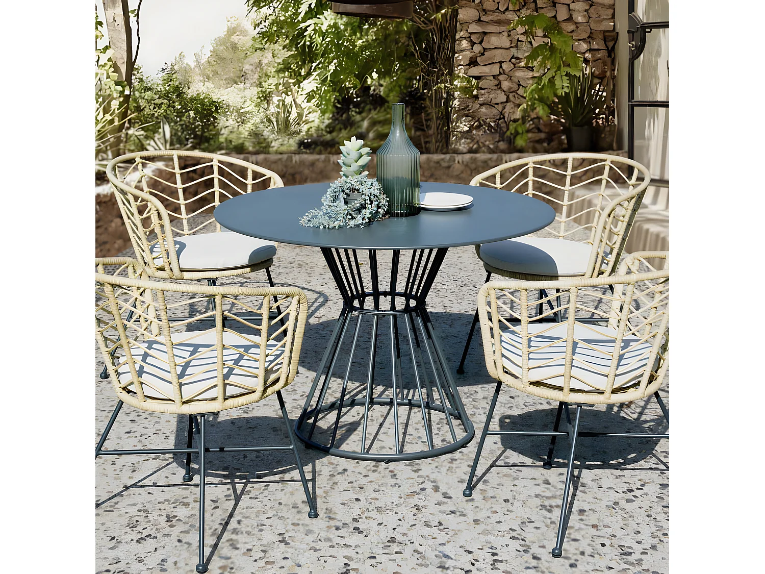 Table de jardin ronde en acier epoxy 110 cm Holland