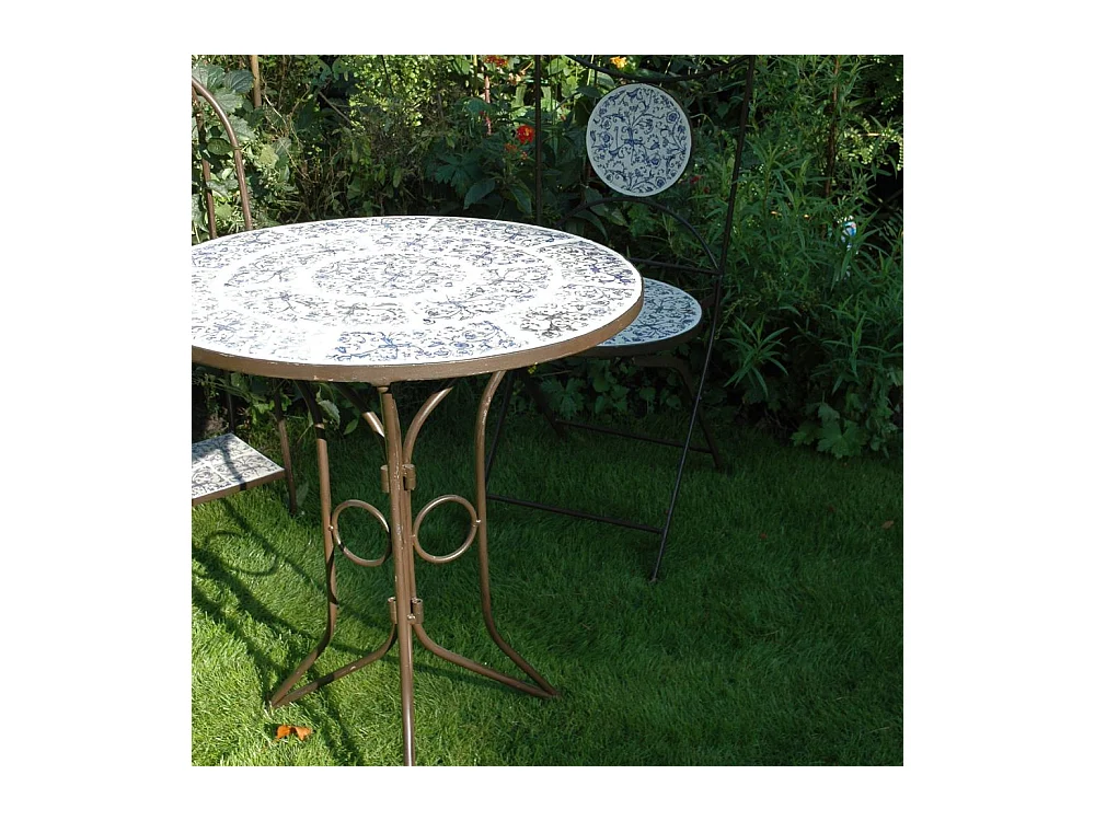 Table en céramique et fer forgé