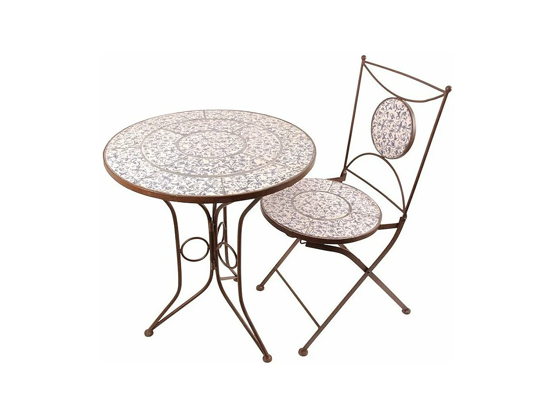 Table en céramique et fer forgé