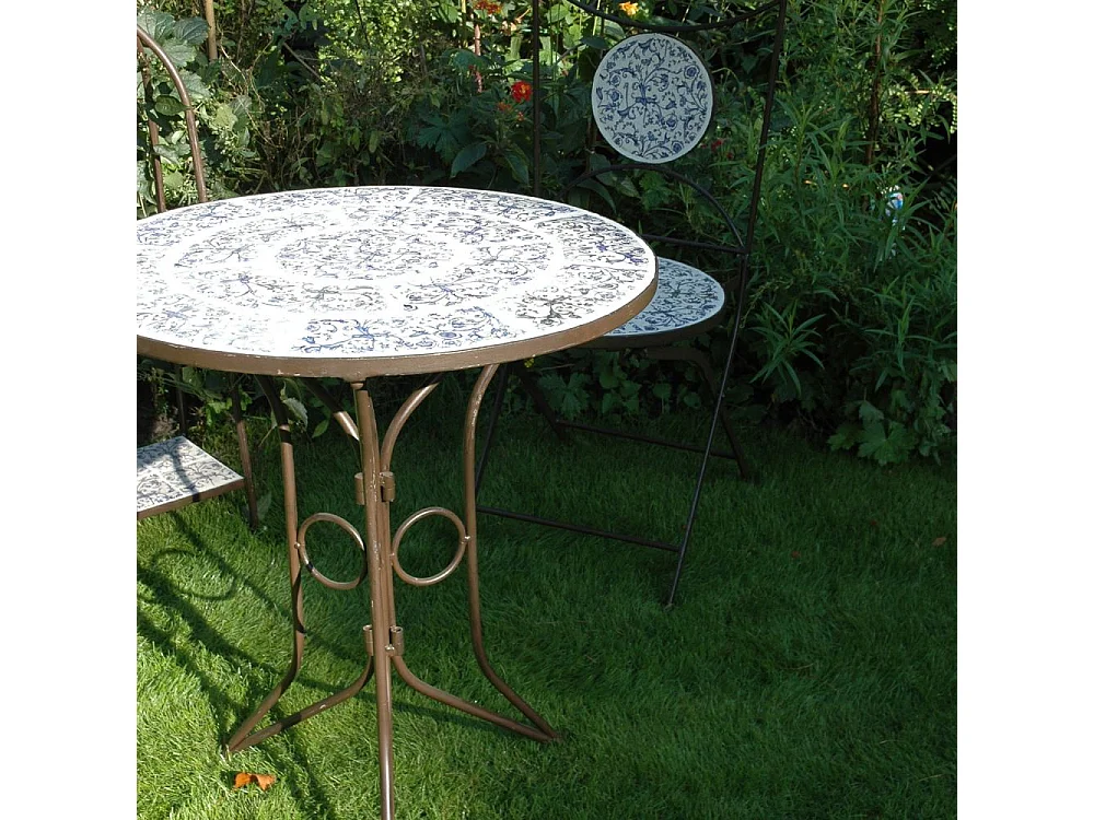 Table en céramique et fer forgé