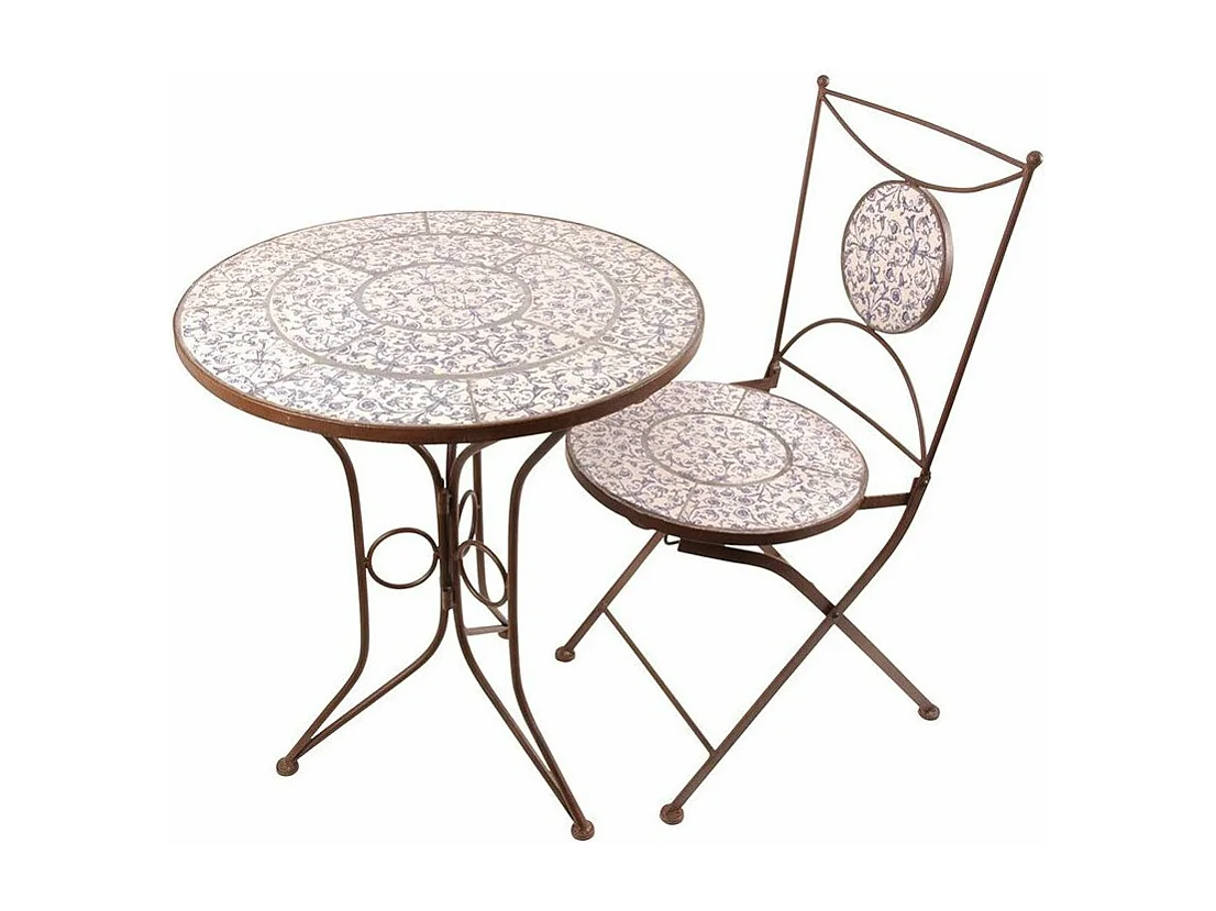 Table en céramique et fer forgé