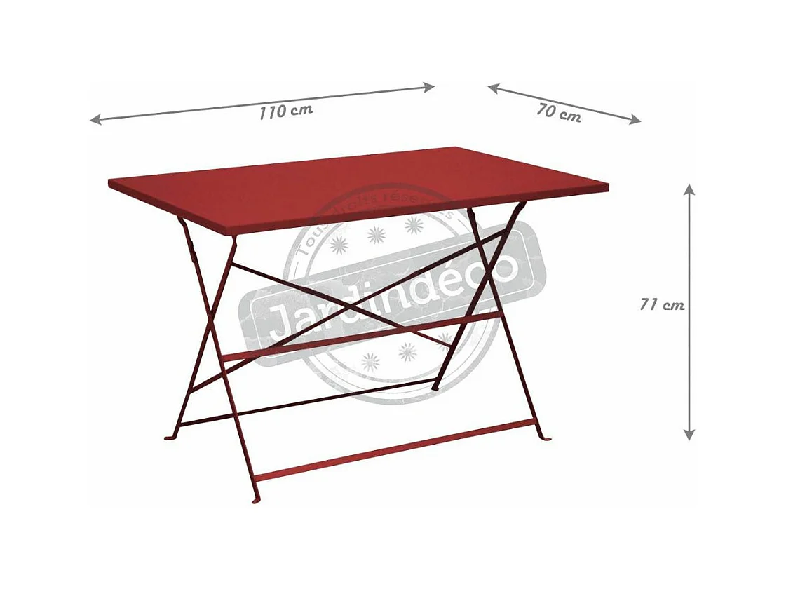 Guéridon rectangulaire en acier Cuba Rouge
