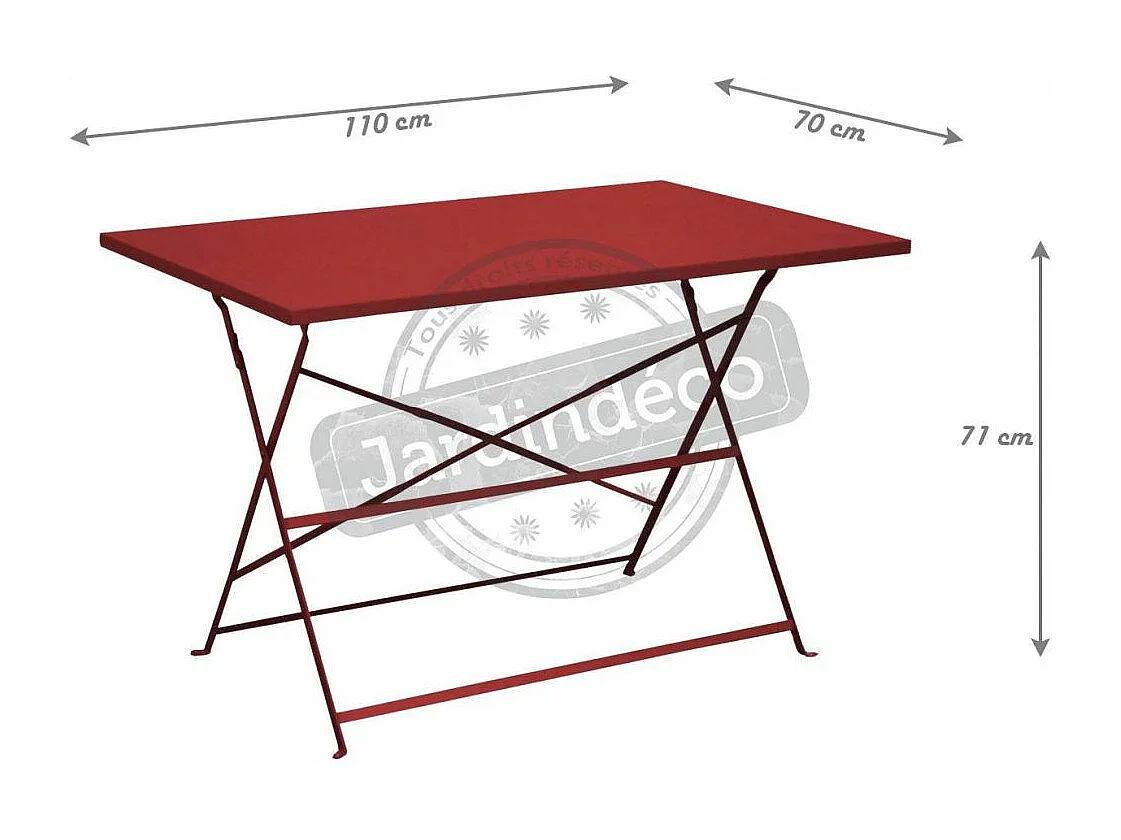 Guéridon rectangulaire en acier Cuba Rouge