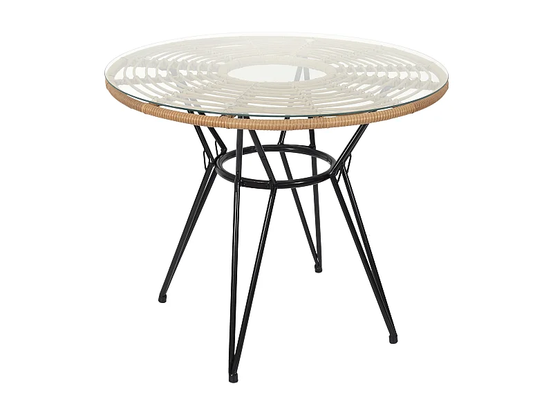 Table De Repas Ronde Surab Marron, Noir, Transparent
