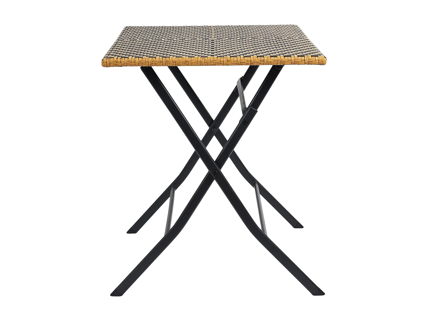 Table Pliante Tressee Noir Et Naturel Marron, Noir